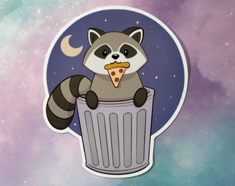 Pegatina de Panda Basura y Mapache / Vinilo de 7,6 x 7,6 cm