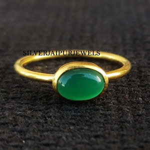 Green Onyx Ring, 18k Gold Filled Sterling Silver Gemstone Ring, Minimalist Rings, Handmade Ring, Gift For Her, Boho Ring, Promise Ring, Boho