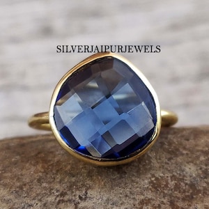 Blue Sapphire Quartz Ring, Sterling Silver Gemstone Ring, Statement Ring, Handmade Ring, Beautiful Ring, Boho Ring, Promise Ring, Ring Gift