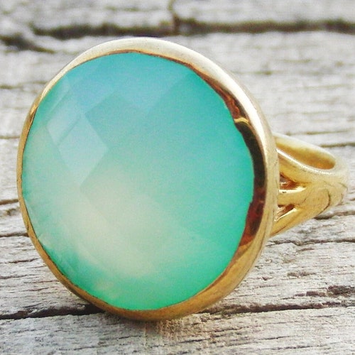 Chalcedony Ring 925 Solid Sterling Silver Natural Aqua - Etsy