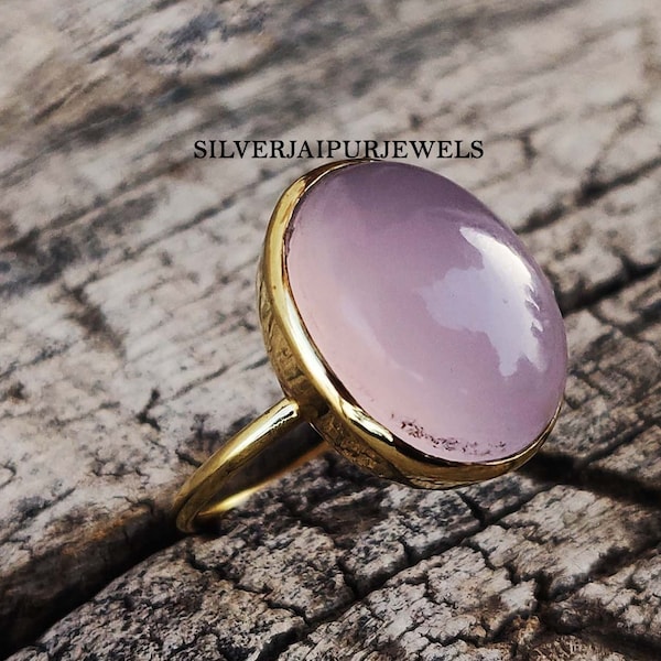 Pink Chalcedony Ring, Sterling Silver Ring, 12x16 mm Oval Gemstone Ring, Ring For Women, Handmade Ring, Silver Boho Rings,Pink Gemstone Ring