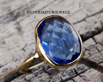 Blue Sapphire Quartz Ring, 925 Sterling Silver Gemstone Ring, Statement Ring, Ring For Women, Engagement Ring, Handmade Ring, Promise Ring