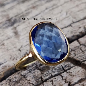 Blue Sapphire Quartz Ring, 925 Sterling Silver Gemstone Ring, Statement Ring, Ring For Women, Engagement Ring, Handmade Ring, Promise Ring