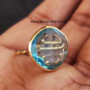 Aqua Marine Quartz Ring, Sterling Silver Ring, Gold Plated Ring, Handmade Ring, Gemstone Ring, Ring For Women, Ring Gift, Promise Ring