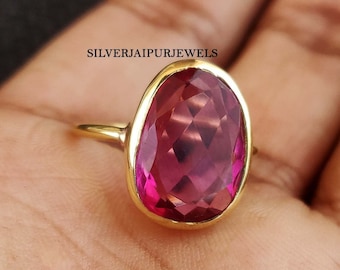 Pink Tourmaline Quartz Ring, Sterling Silver Ring, Handmade Ring, Gemstone Ring, Beautiful Ring, Ring For Women, Pink Gemstone Ring, Boho