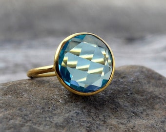 Aqua Marine Quartz Ring - Sterling Silver Ring - Handmade Ring - Ring Gift - Ring For Women - Easter Gift - Free Shipping - Promise Ring