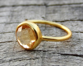 Natural Citrine Ring, Sterling Silver Gemstone Ring, November Birthstone, Statement Ring, Boho Ring, Ring for Women, Christmas Gift