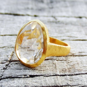 Rock Crystal Ring, Sterling Silver Ring, Statement Ring, Ring For Women, Gemstone Ring, Promise Ring, Boho Ring, Christmas Gift