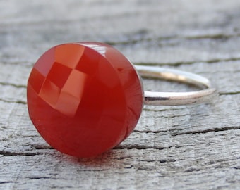 Sterling Silver Ring, Carnelian Ring, Gemstone Ring, Statement Ring, Handmade Ring, Promise Ring, Christmas Gift, Dainty Ring, Boho Ring