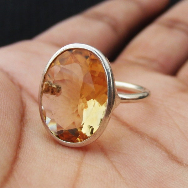 Sterling Silver Ring / Citrine Ring / 12x16 mm Oval Ring / Natural Gemstone Ring/ Ring For Women/ Handmade Ring/Promise Ring/Valentines Gift