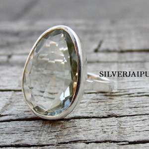 Green Amethyst Ring, Sterling Silver Ring, Rose Cut Gemstone Ring, Handmade Ring, Statement Ring, Ring For Women, Boho Ring, Promise Ring