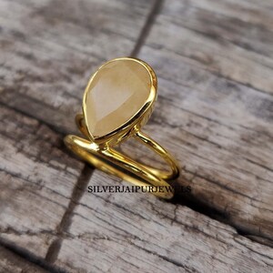 Natural Peach Moonstone Ring-925 Sterling Silver Ring-Pear Gemstone Ring-Moonstone Ring For Gift-Handmade Jewelry-Christmas Gift For Her