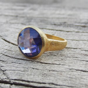 Tanzanite Quartz Ring-925 Sterling Silver Ring-Round Gemstone Ring-Tanzanite Statement Ring-Rings For Women-Handmade Jewelry-Christmas Gift