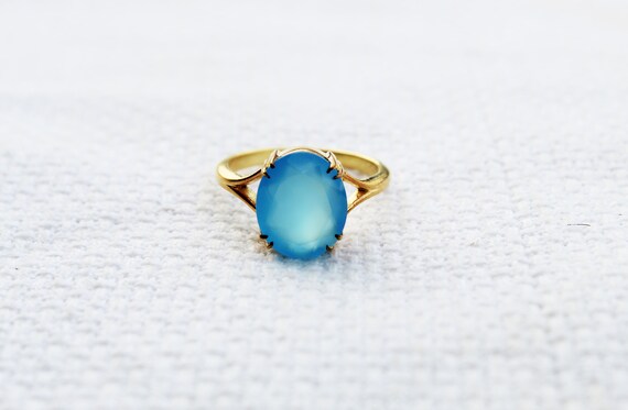 925Silver_lover Natural Blue Chalcedony Ring – 925 Sterling Silver Handmade Oval Gemstone (All Sizes)