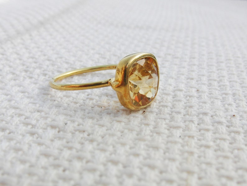 Citrine Ring Sterling Silver Ring 7 mm Cushion Ring Gemstone Ring Stackable Ring Free Shipping Promise Ring Gold Vermeil Ring