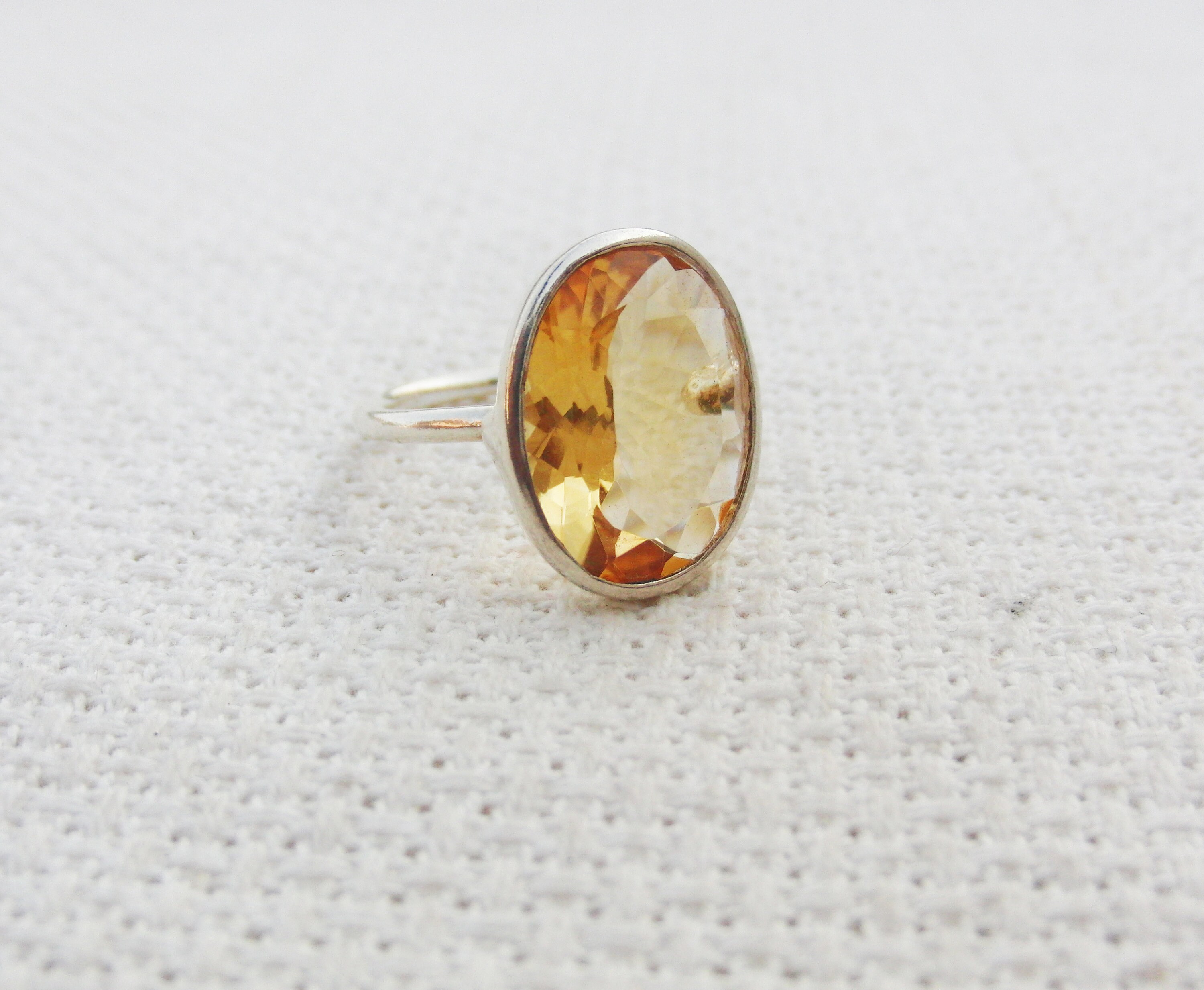 Sterling Silver Ring / Citrine Ring / 12x16 Mm Oval Ring / - Etsy