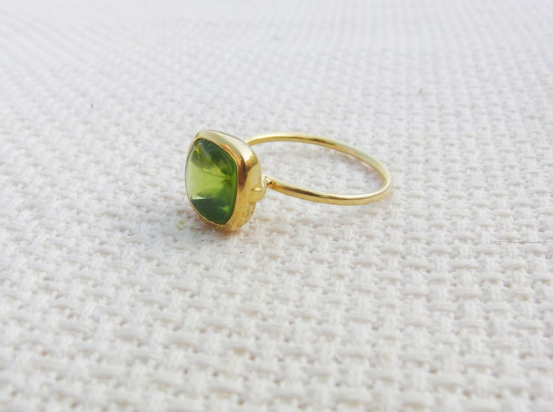 Valentines Day Gift Cushion Ring Peridot Ring August Birthstone Ring Handmade Ring Simple Ring Sterling Silver Ring Statement Ring