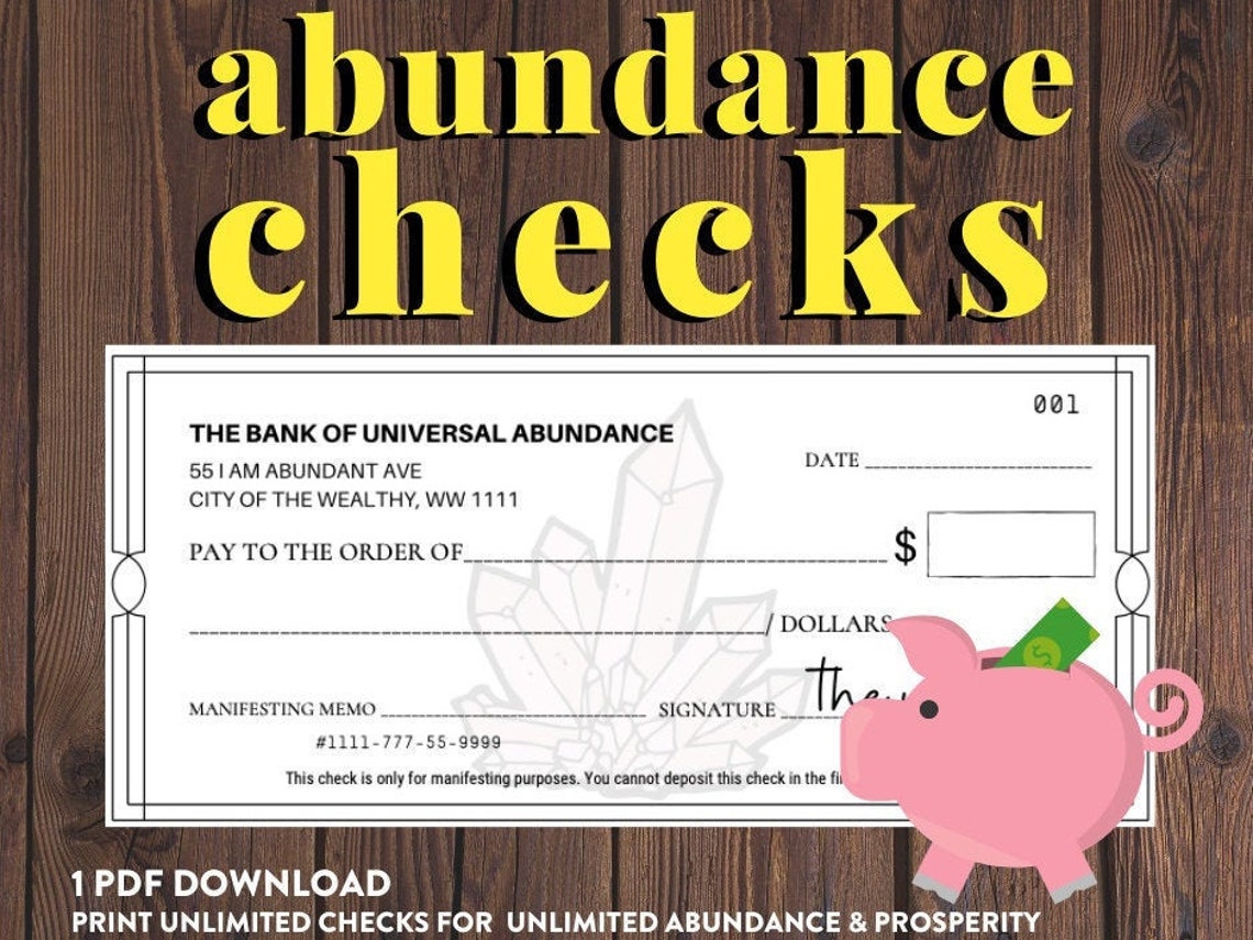 Abundance Checks Prosperity Checks Printable Manifesting Etsy
