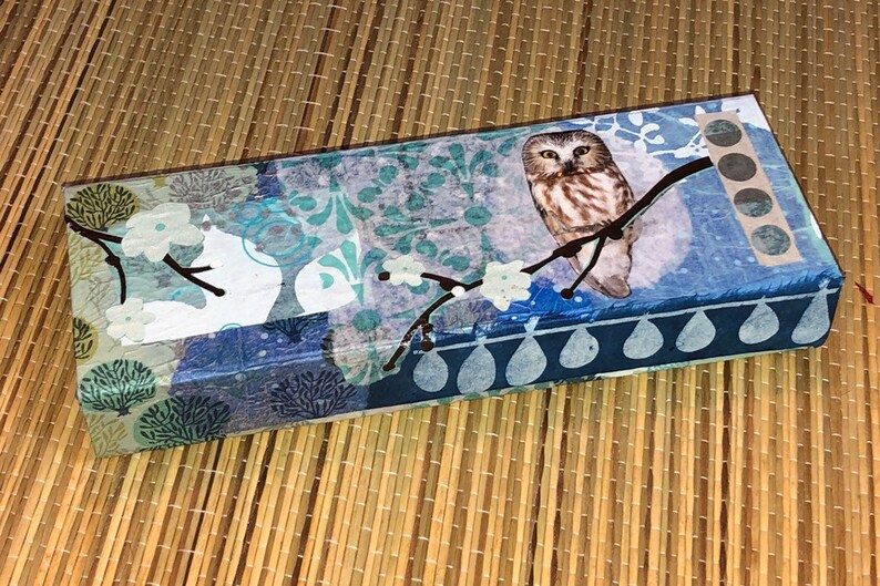Owl decoupage gift box