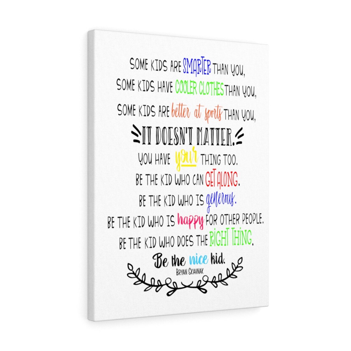 Be the Nice Kid Wall Art CANVAS Poster Classroom Canvas Nice - Etsy