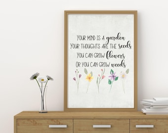 FLOWERS/WEEDS Lovely Decorative Hand-crafted Sign YOUR MIND IS A GARDEN 