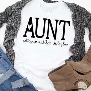 Aunt shirt with kids names, Custom Aunt shirt, Gift for Aunt, Personalized Aunt shirt, shirt for a new Aunt gift