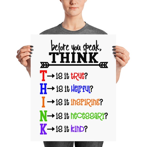 Think Acronym Poster Print Before You Speak THINK It - Etsy