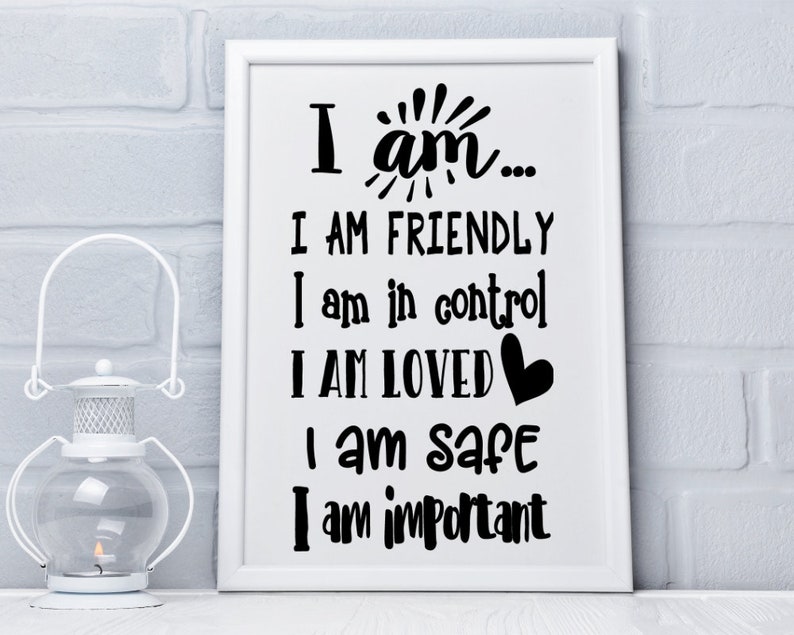 I am smart Classroom poster wall decor I AM Positive affirmations Child/'s bedroom Poster Positive Classroom Poster I am kind I am brave