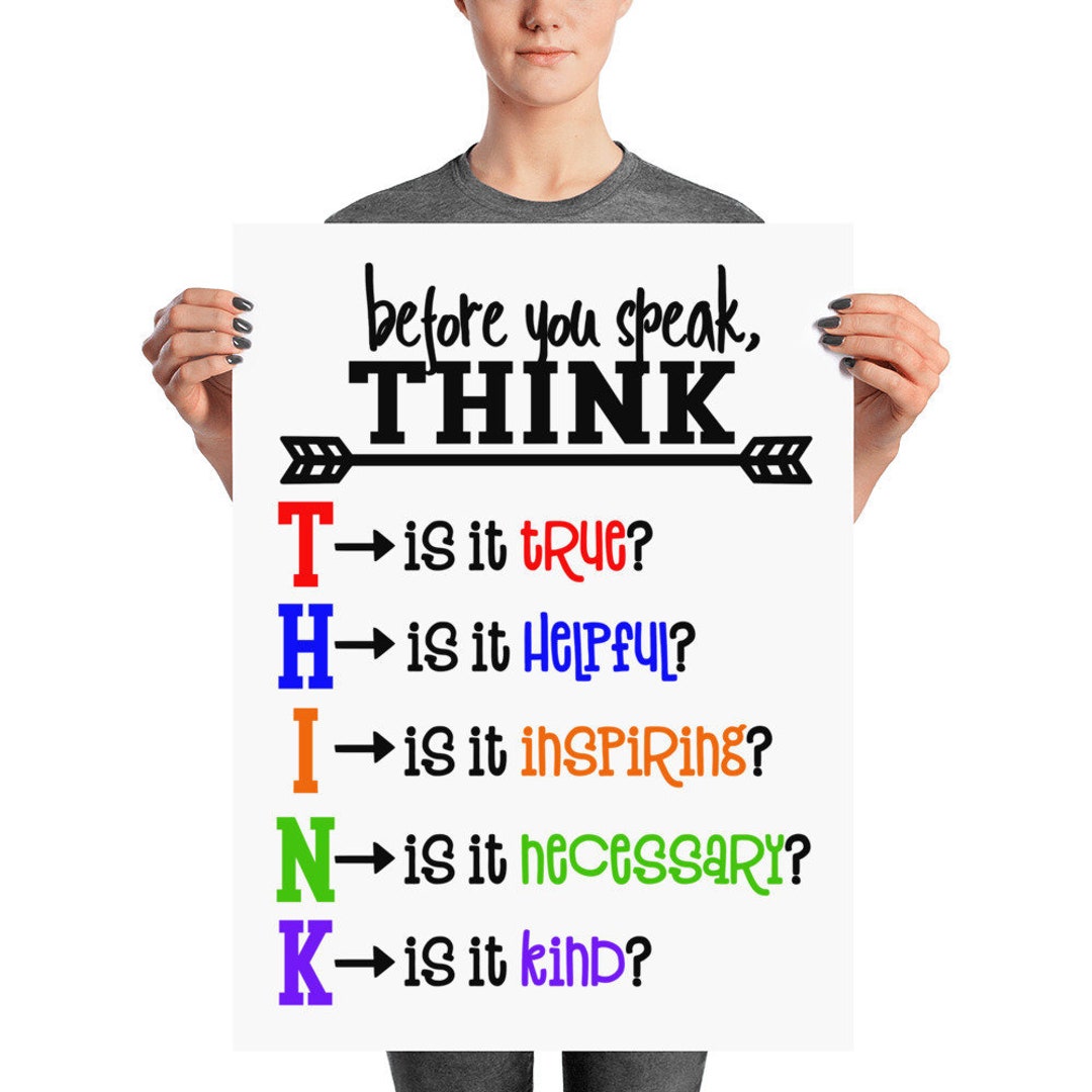 Think Acronym Poster Print Before You Speak THINK Is It True poster 