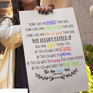 Be the Nice Kid Wall Art Print Poster, Premium Matte Paper Print ...