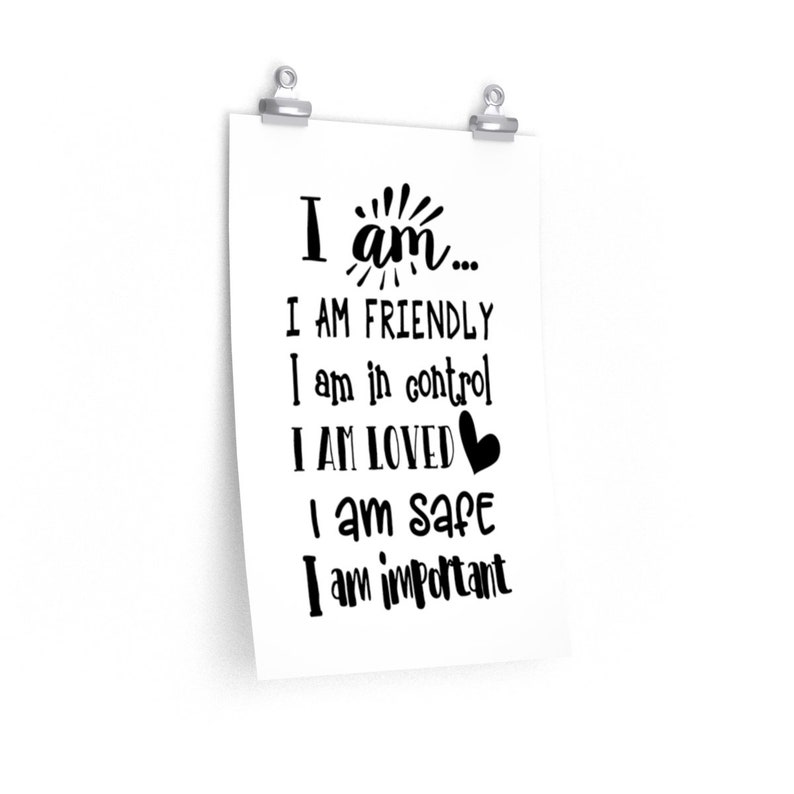 I am smart Classroom poster wall decor I AM Positive affirmations Child/'s bedroom Poster Positive Classroom Poster I am kind I am brave