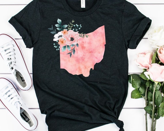 Ohio Home State Watercolor Floral Shirt 