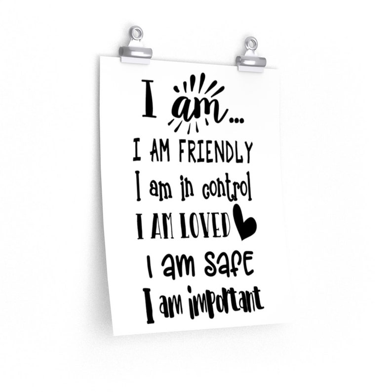 I am smart Classroom poster wall decor I AM Positive affirmations Child/'s bedroom Poster Positive Classroom Poster I am kind I am brave