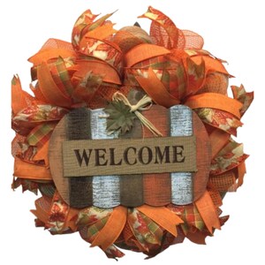 Rustic Fall Welcome Pumpkin Wreath
