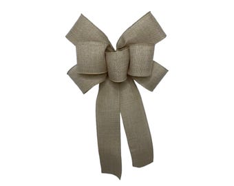 Rustic Burlap Bow – Neutral Linen Ribbon, Farmhouse Decor