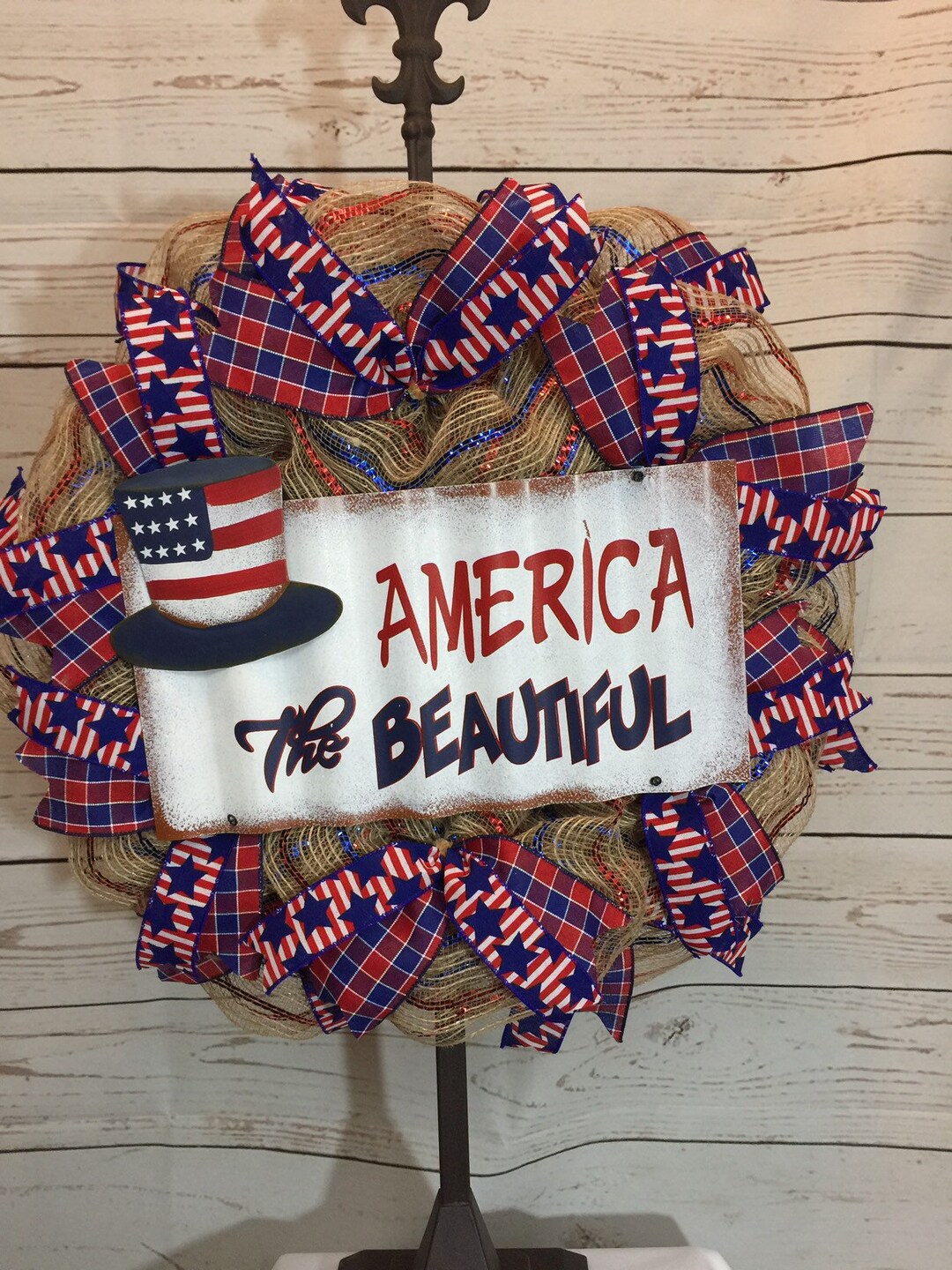 Rustic Patriotic Wreath for Front Door - Etsy