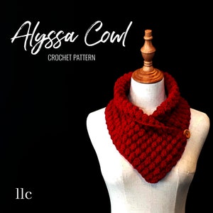 Alyssa Cowl Crochet Pattern, Crochet Cowl Pattern, Button Cowl Pattern, PDF Download, Crochet Neck Warmer