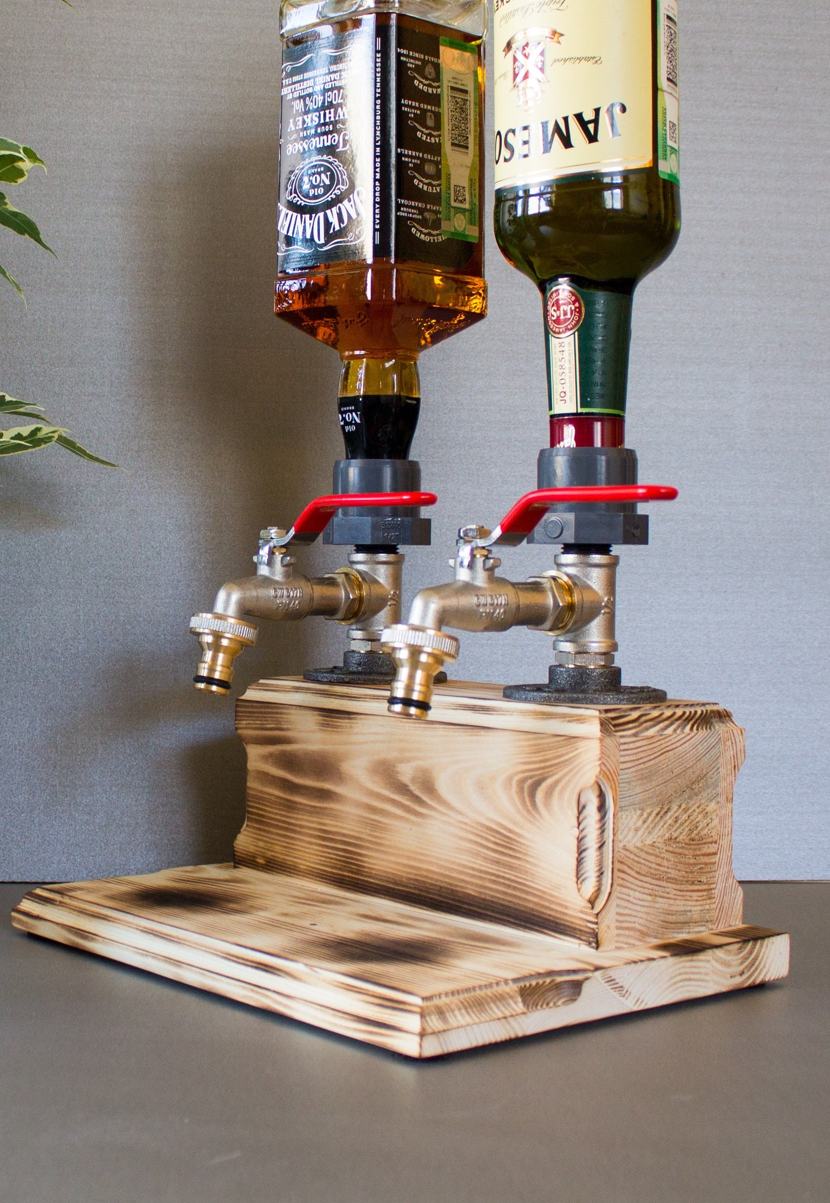 Double Liquor Alcohol Whiskey wood Dispenser Gift for him Etsy