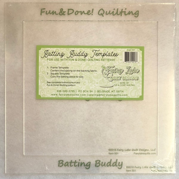 Batting Buddy 2pc Template - Fun and Done Quilting - Fairy Lake Quilt Designs - Quilt as Yo Go - Quilting Tool - 501