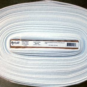 May include: A large roll of white Bosal light fusible batting made of 100% polyester. The label displays the text Style #326LF, Light Fusible Batting, Quilting/Crafts, Origin USA, 4.1 Oz, and 45 inch width by 20 yards with a barcode.