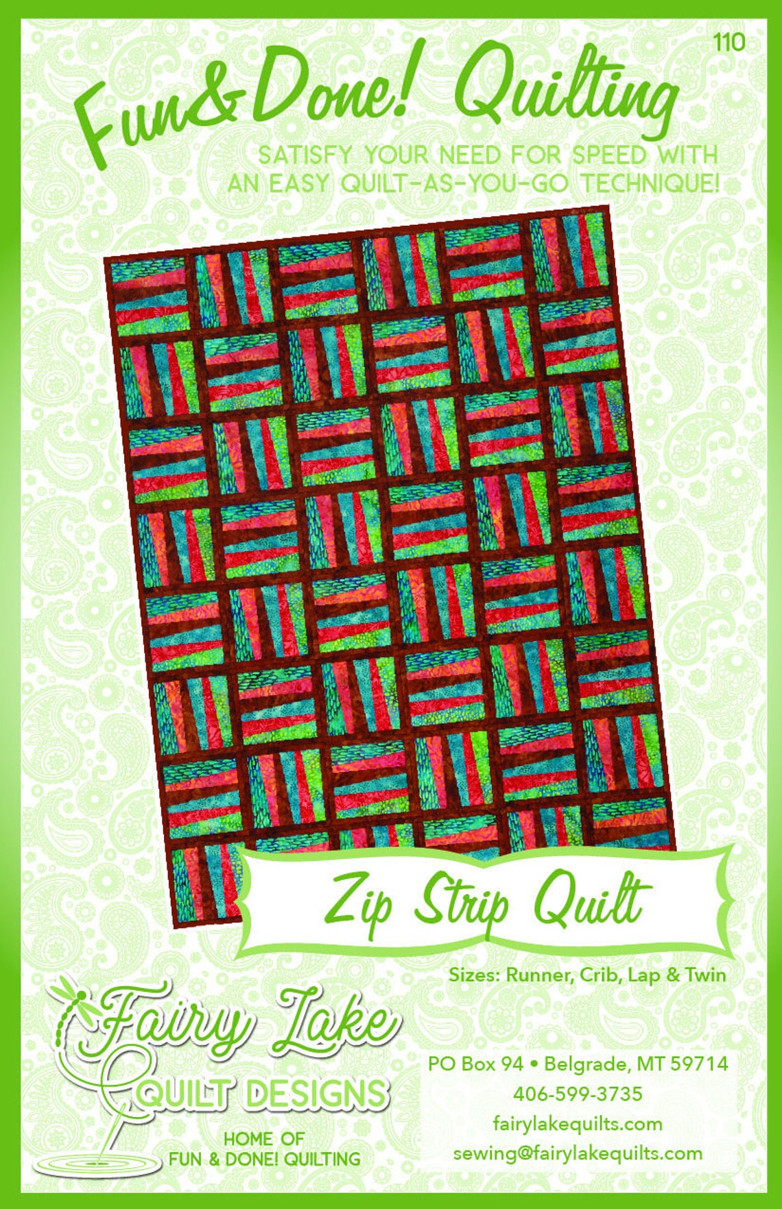 Digital Zip Strip Quilt Fun & Done Quilting Quilting Pattern Quilt as ...
