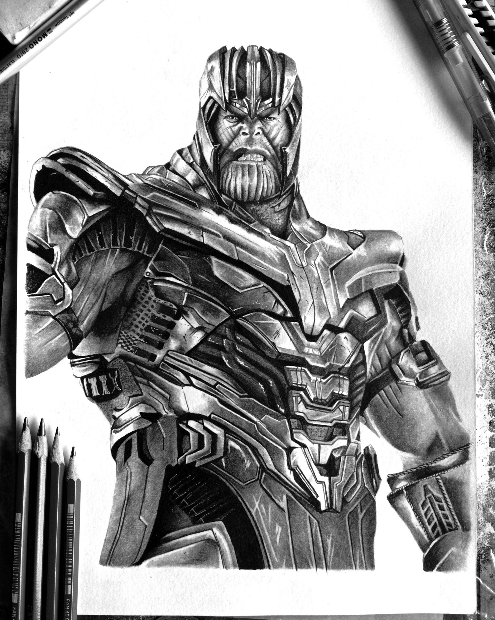 Mad Titan Pencil Sketch Print Thanos Pencil Sketch Print Etsy