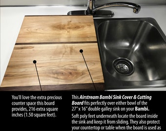 Airstream Bambi Sink Cover, Single or Matching Pair, For 27" x 16" Bambi Double Sink, Airstream Gift, Plus FREE SHIPPING!