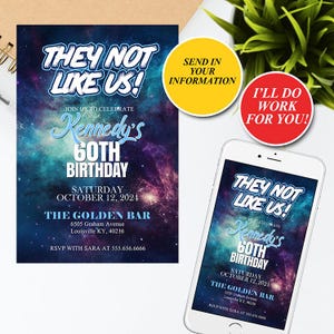 Birthday invitation, Digital download, Invite, Adult invitation, birthday party, Blue invitation