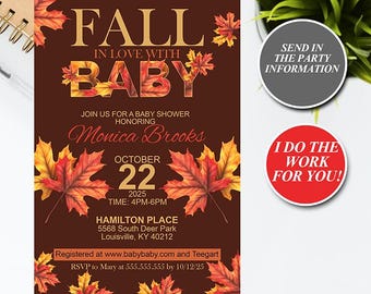 Autumn baby shower, Fall baby shower, pumpkin, baby, baby invite, Fall baby shower invite, invitation, baby announcement, October baby