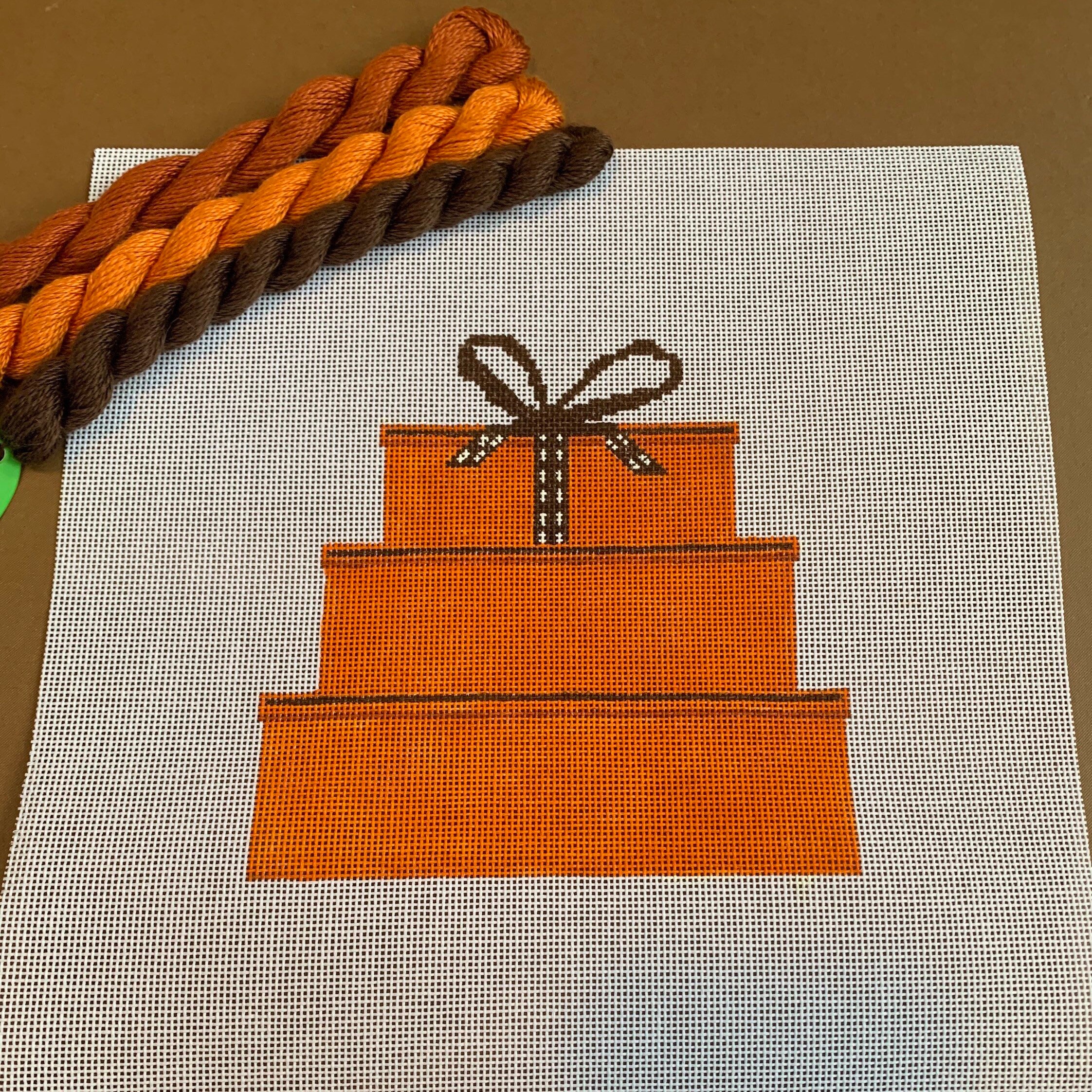 Needlepoint Canvas Hermès Box of Gifts on 18 Mesh Etsy