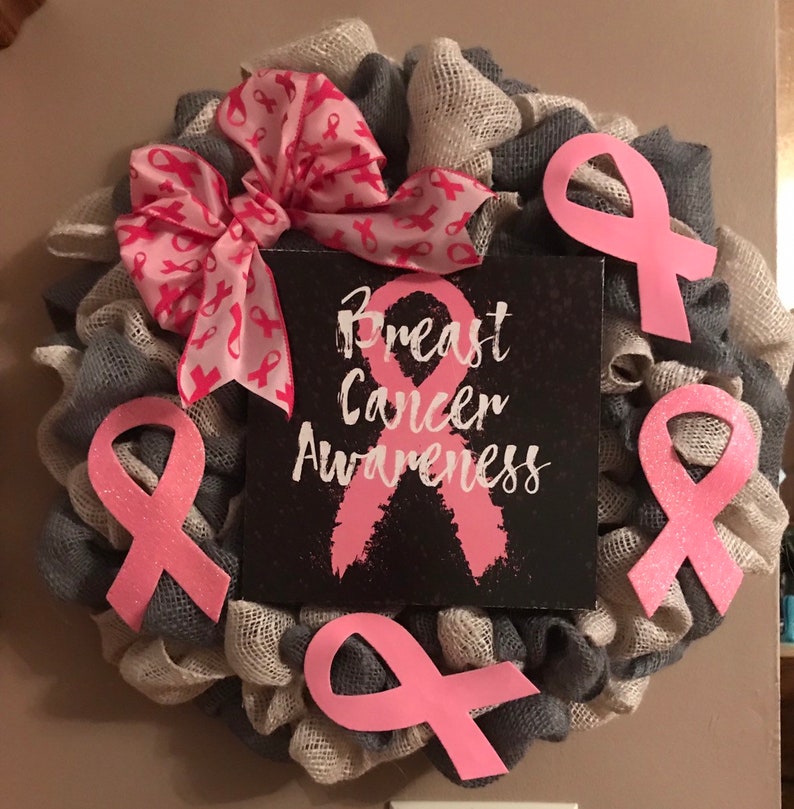Breast Cancer Awareness Burlap Wreath