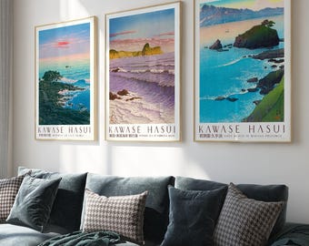 Kawase Hasui Japanese Landscape Print Set: Ukiyo-e Coastal Art (Digital Download