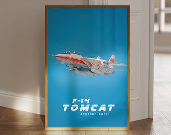 Plakat F-14 Tomcat, sztuka lotnicza, wojsko, marynarka wojenna, lotniskowiec, minimalistyczny, sztuka ścienna, siły powietrzne, prezent