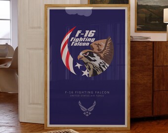 Official USAF F-16 Patch Poster, art, minimalist, wall art, air force
